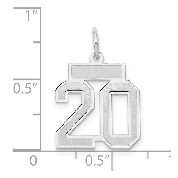 14k White Gold, Jersey Collection, Small Number 20 Pendant - Picture 4 of 5